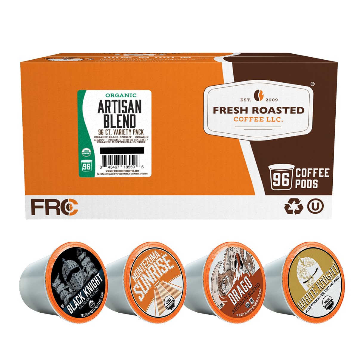 Fresh Roasted Coffee, Italian Roast, Dark, 96 Pods for K Cup Brewers