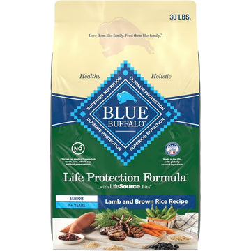 Blue Buffalo Life Protection Formula with LifeSource Bits, Senior 7+ Dry Dog Food, Lamb and Brown Rice Recipe, Natural Food for Dogs, 30 lb. Bag