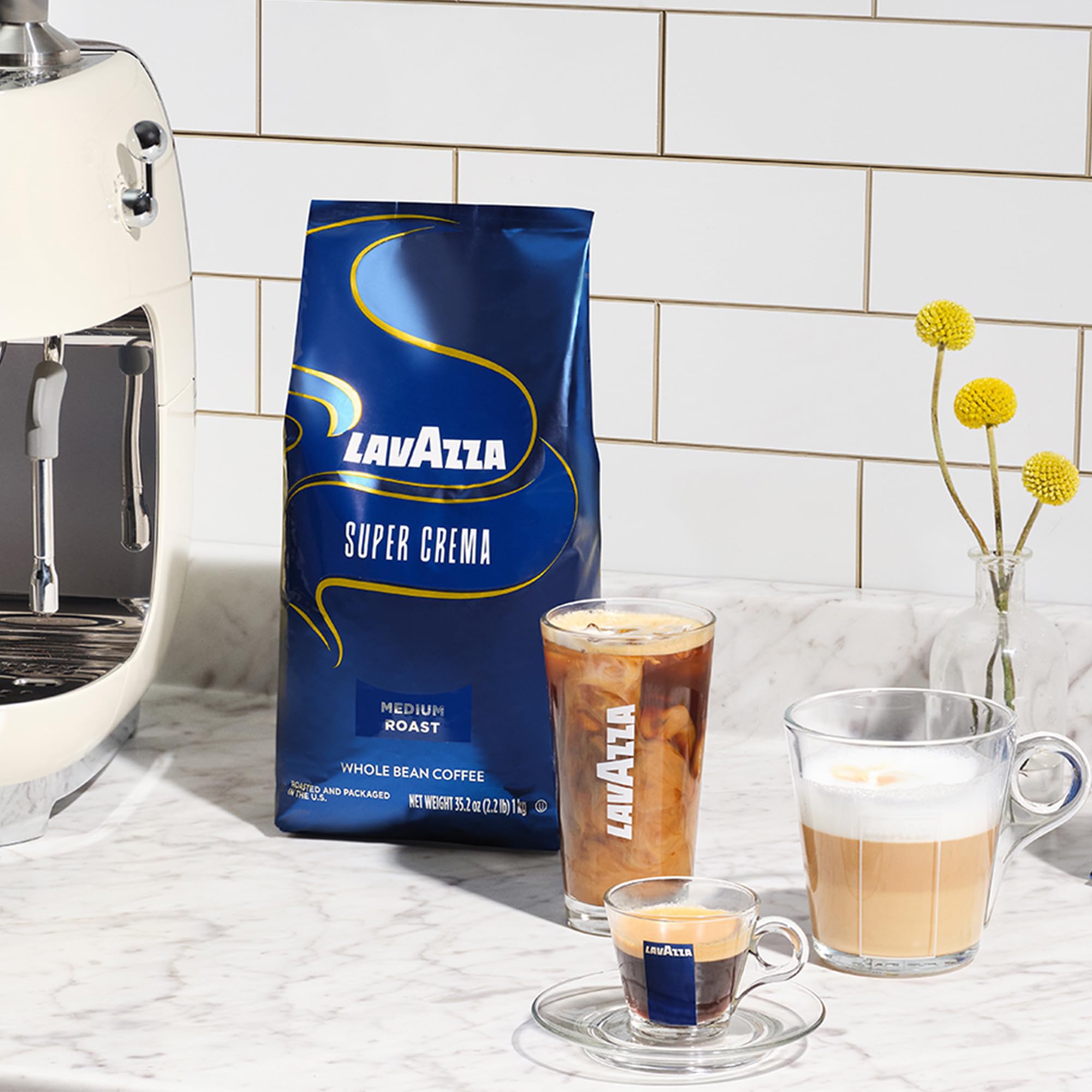 Lavazza Super Crema Whole Bean Coffee, Medium Espresso Roast, Arabica and Robusta Blend, 2.2 lb Bag, Package May Vary (Pack of 1)