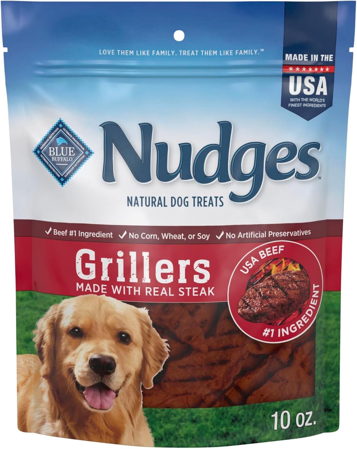Blue Buffalo Nudges Homestyle Natural Dog Treats, Made in the USA with Real Chicken, Peas, and Carrots, 16-oz. Bag