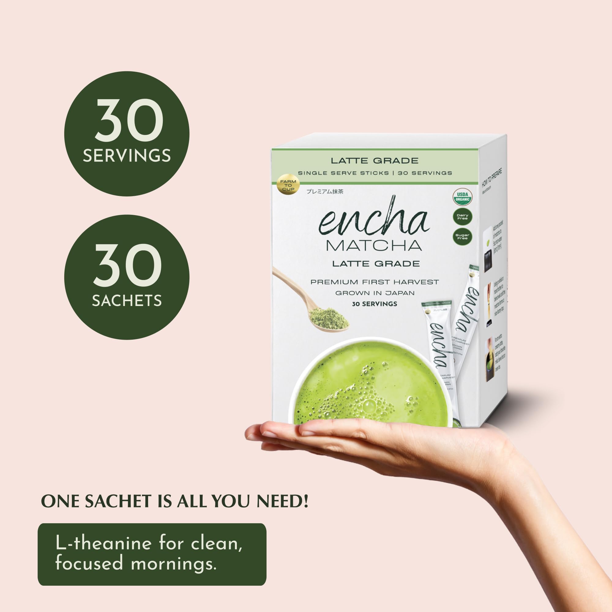 Encha Ceremonial Grade Matcha Powder - Organic First Harvest Japanese Matcha Green Tea, Matcha Tea From Uji, Japan (60g/2.12oz)