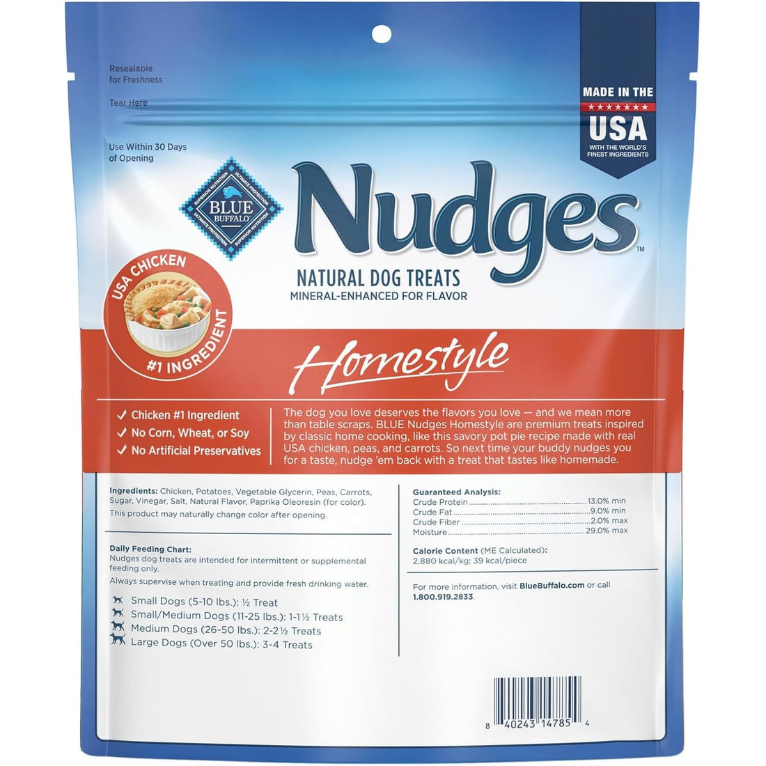 Blue Buffalo Nudges Homestyle Natural Dog Treats, Made in the USA with Real Chicken, Peas, and Carrots, 16-oz. Bag