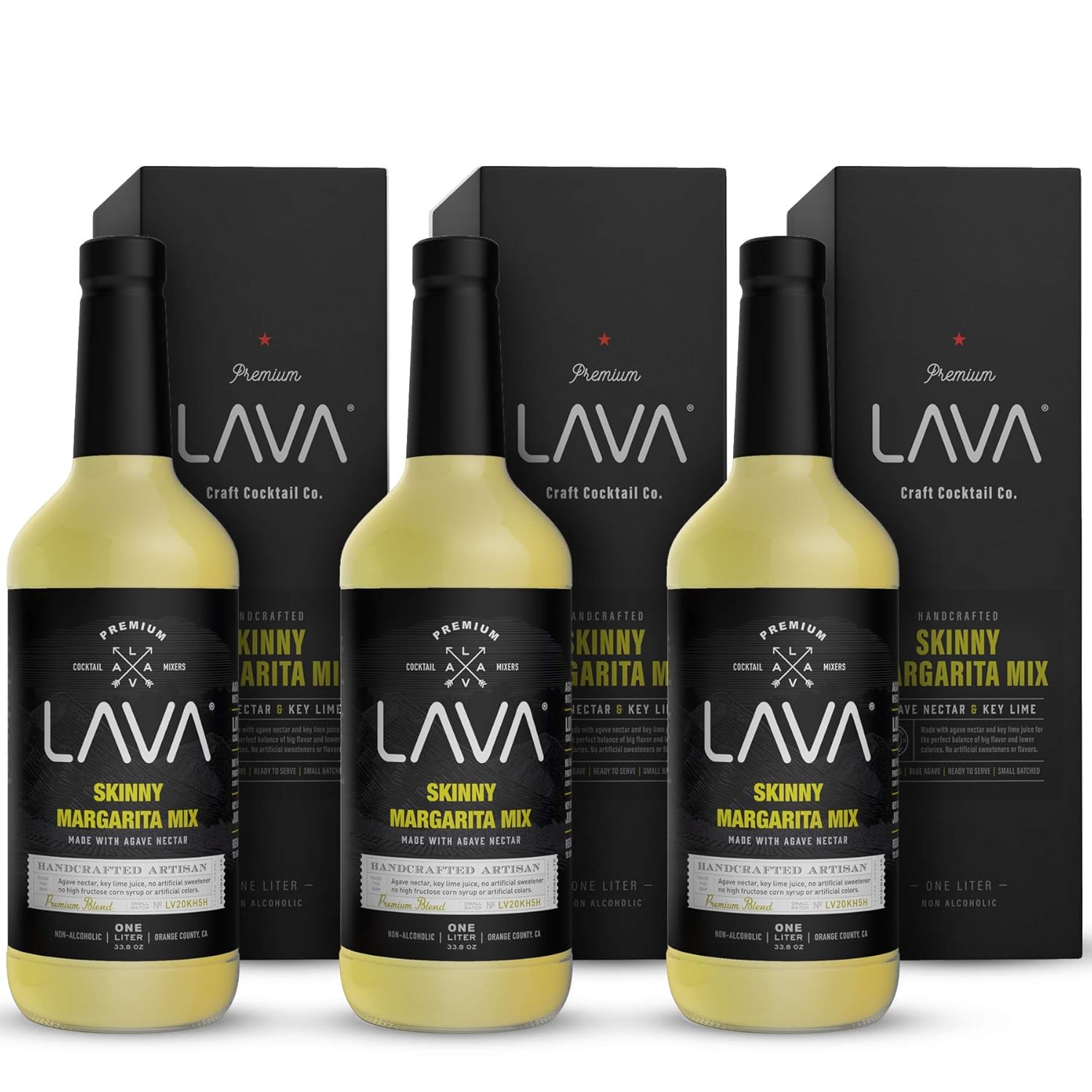 LAVA Premium Spicy Jalapeño Margarita Mix by LAVA Craft Cocktail Co., Made with Real Jalapeños, Agave Nectar, Key Limes, Lots of Flavor and Ready to Use, 1-Liter Glass Bottle