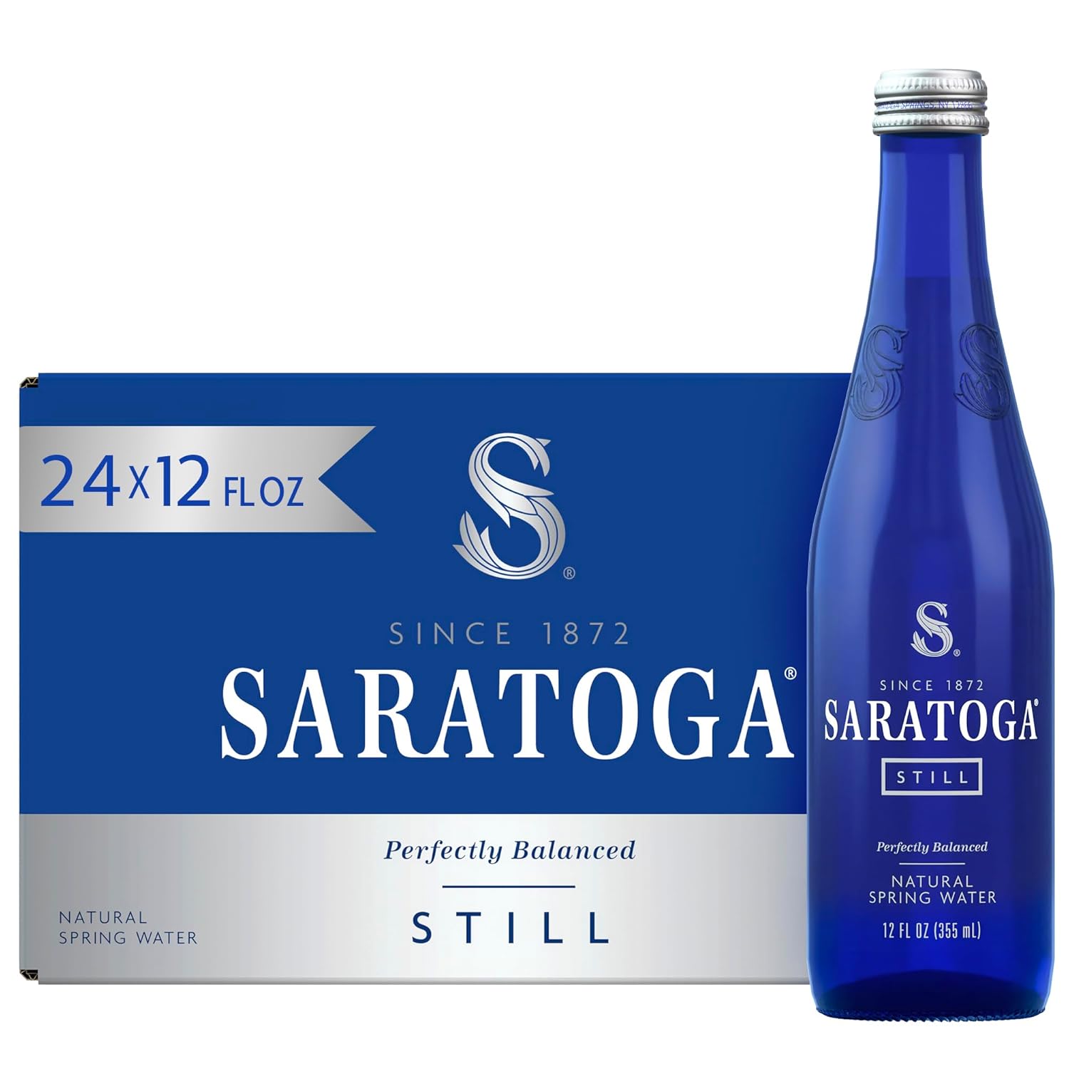 Saratoga Natural Spring Water - 12 oz. (Non-Carbonated, Pack of 24)