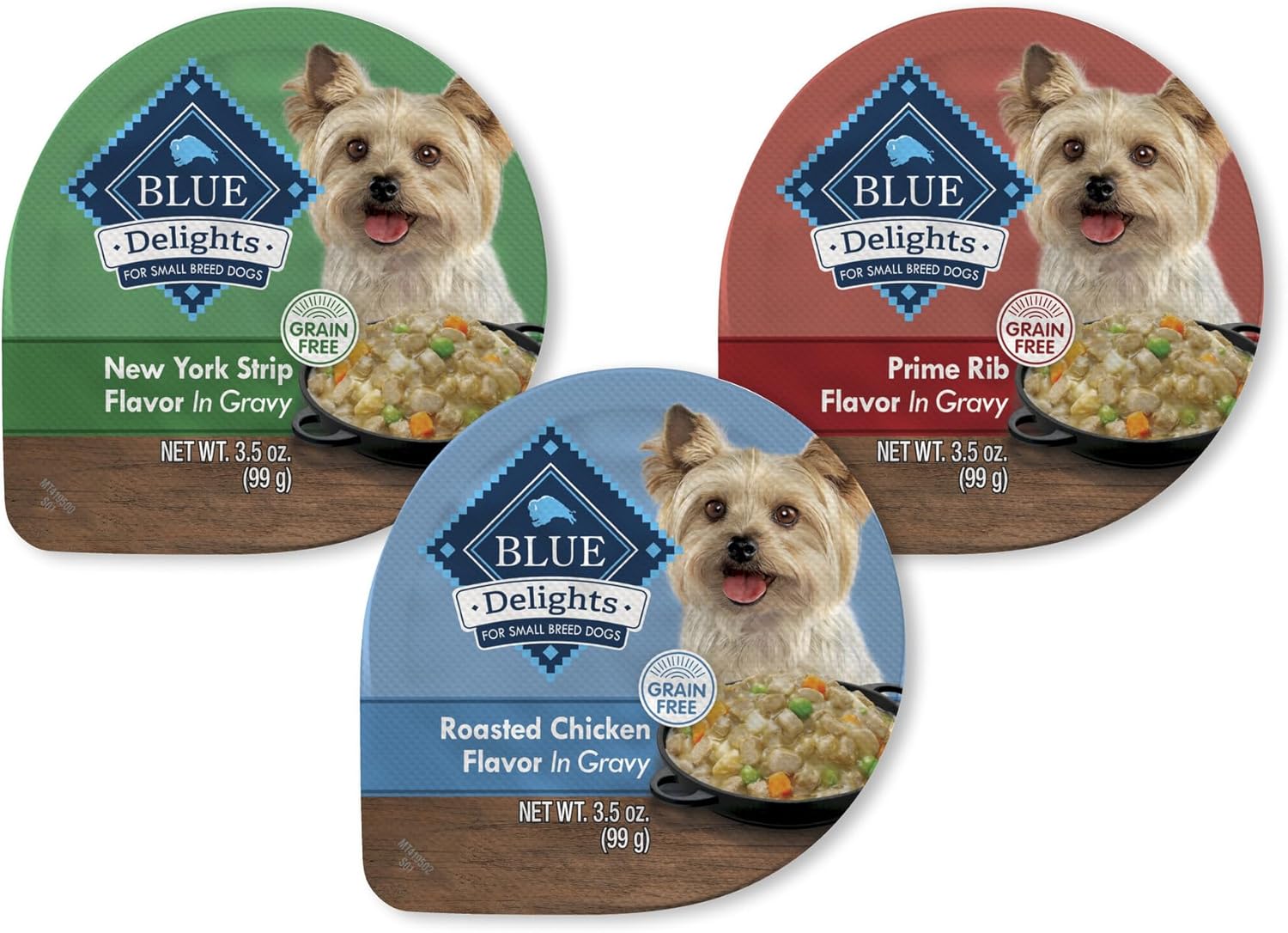Blue Buffalo Delights Small Breed Natural Wet Dog Food, Rotisserie Chicken Flavor in Gravy, 3.5-oz Cups, 12 Count
