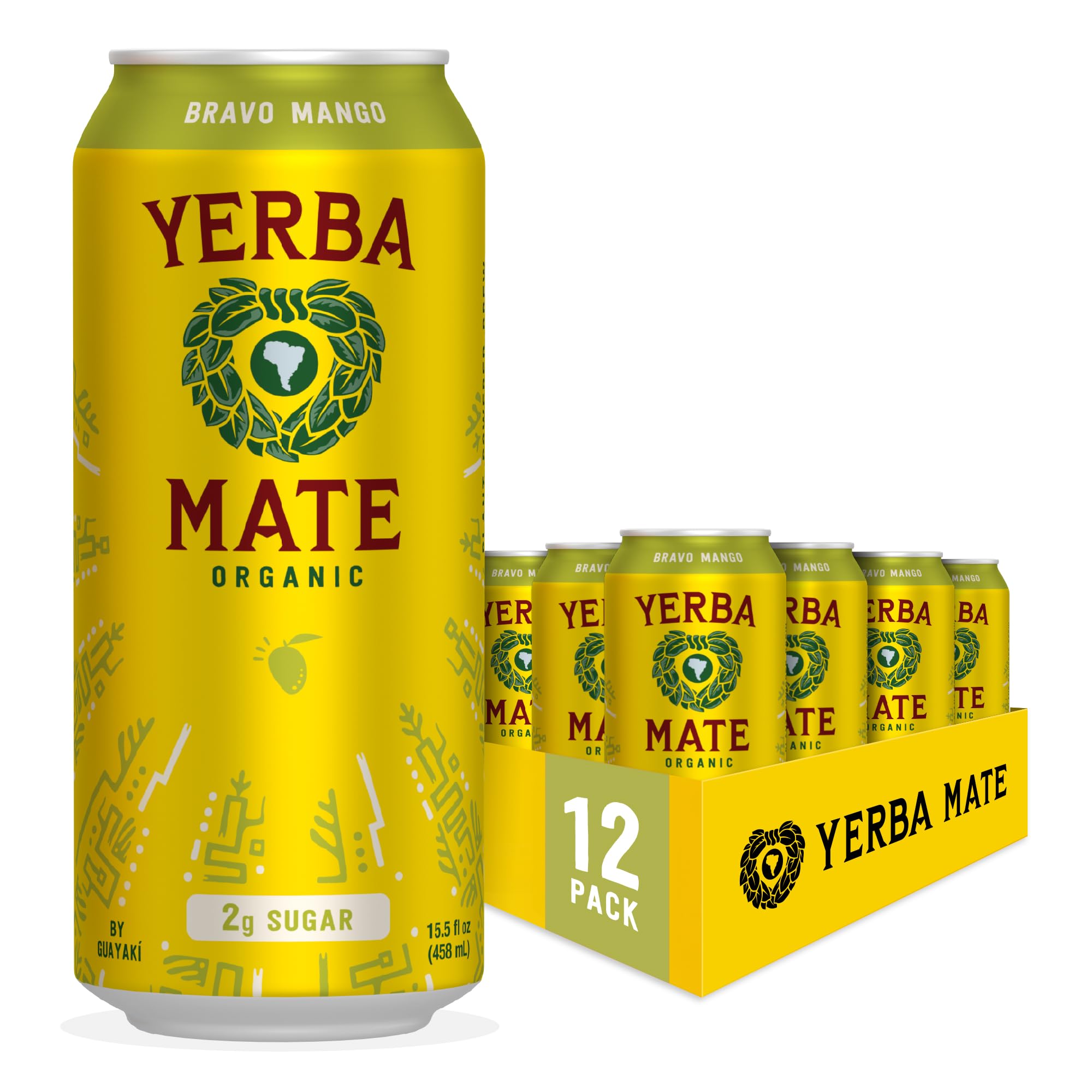 Yerba Madre Organic Yerba Mate, Enlighten Mint, 150mg Natural Caffeine, Energy Drink Alternative, No Jitters or Crash, 15.5 Oz Cans (Pack of 12)