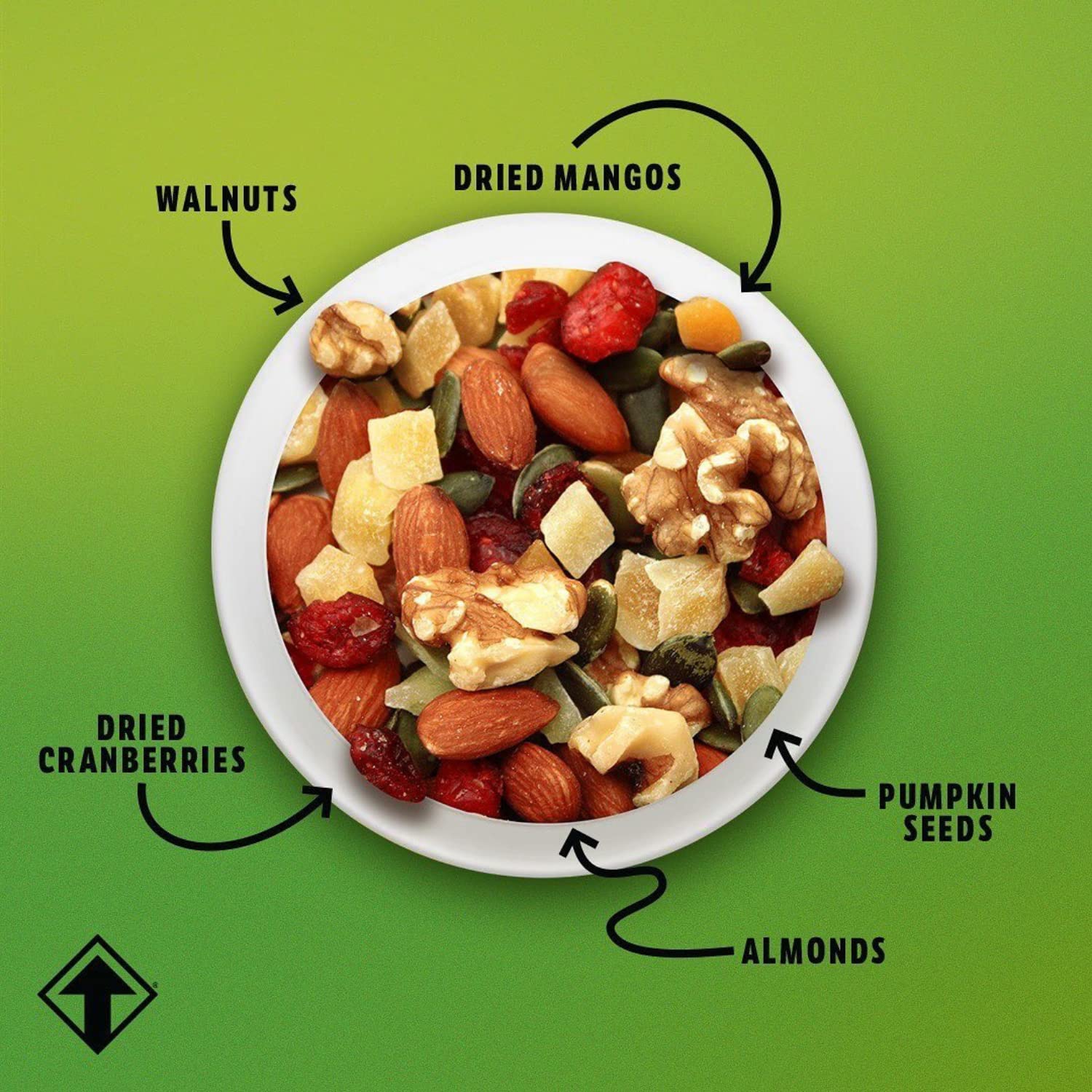 Power Up High Energy Trail Mix By Gourmet Nut, Walnuts, Banana Chips, Cashews, Coconut, Cranberries & Papaya Mix - Keto & Paleo Friendly Snacks - Non GMO Vegan Gluten Free Kosher, 8oz Bags, Pack of 4