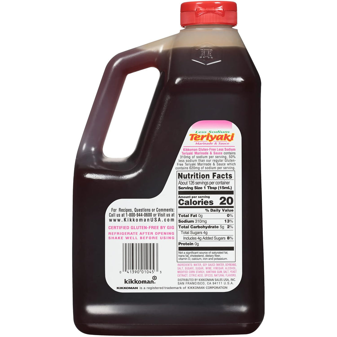 Kikkoman Less Sodium Gluten-Free Gourmet Teriyaki Marinade and Sauce, (0.5 Gallon)