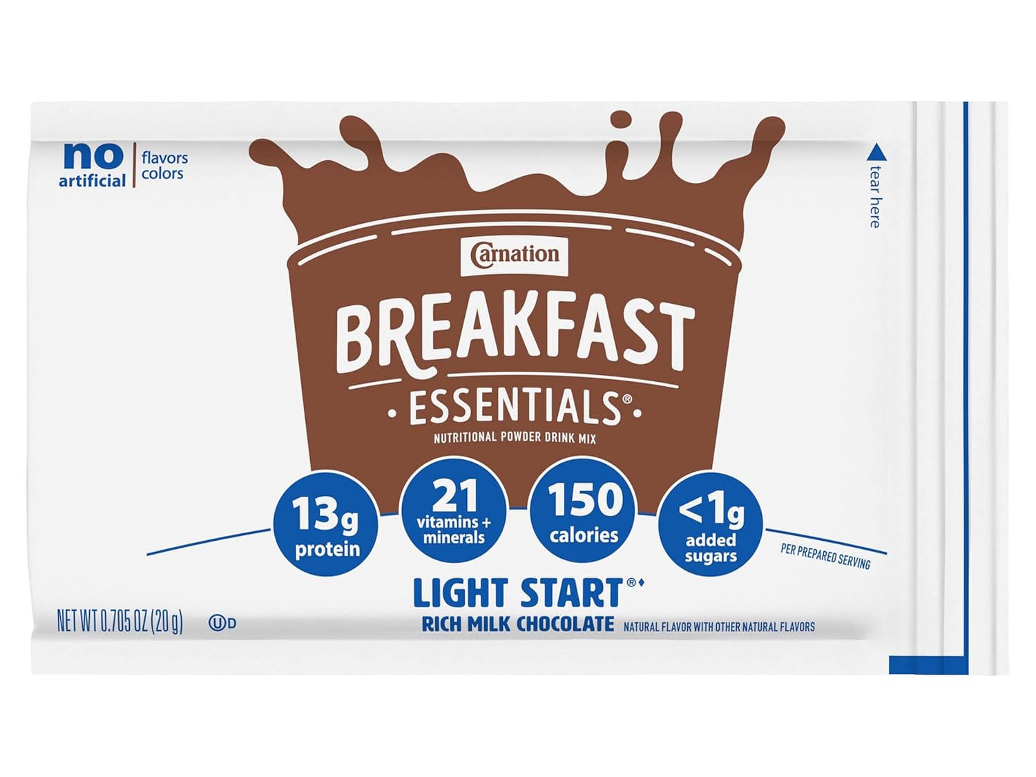 Carnation Breakfast Essentials Light Start Powder Drink Mix, Rich Milk Chocolate.705 Oz, 8 Ct (Pack of 2)