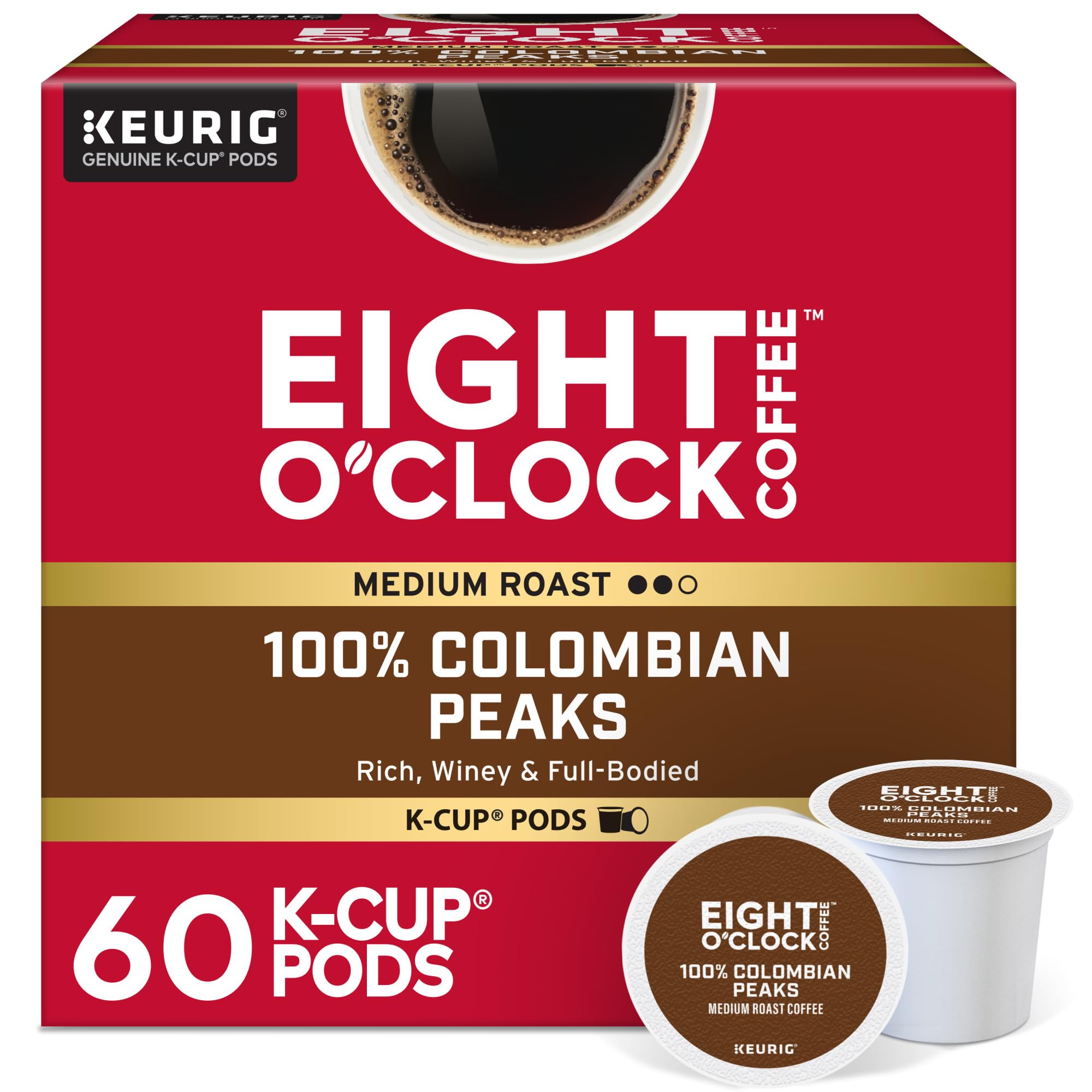 Eight O'Clock Coffee The Original, Single-Serve Keurig K-Cup Pods, Medium Roast Coffee Pods, 72 Count