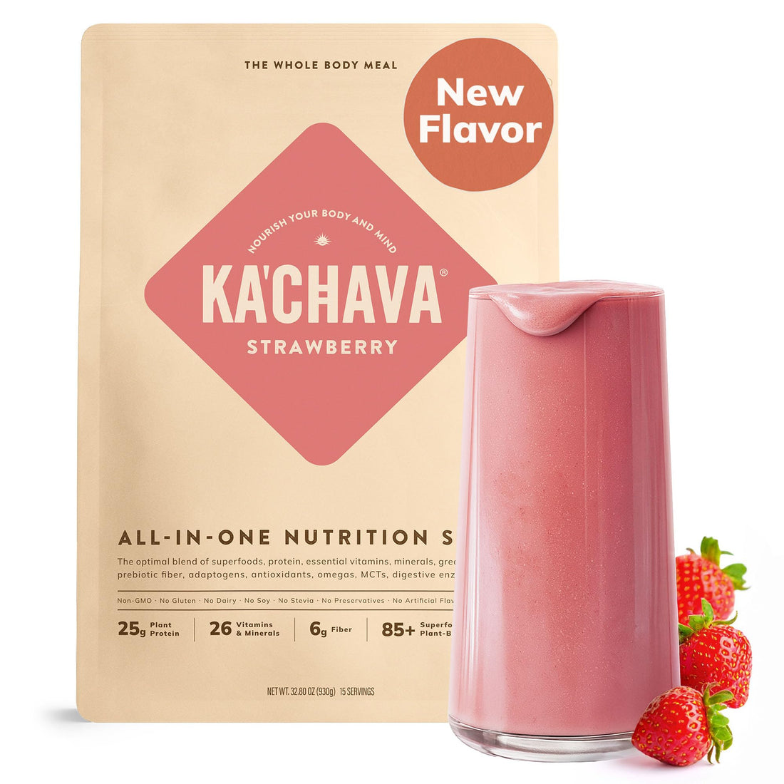 Ka’Chava Whole Body Meal Shake Vanilla 2 lb – Vegan Protein Powder with 85+ Superfoods & Greens – Plant-Based Meal Replacement with Probiotics & Digestive Enzymes – Gluten & Dairy Free (15 Servings)