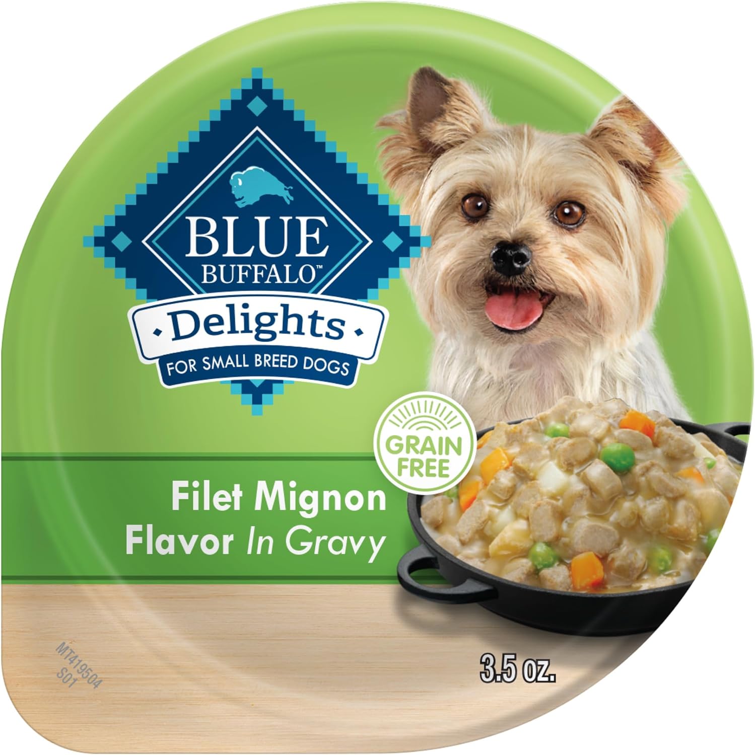 Blue Buffalo Delights Natural Adult Small Breed Wet Dog Food, Variety Pack, Made with Natural Ingredients, Filet Mignon & New York Strip Recipe in Hearty Gravy, 3.5-oz. Cups (12 Count, 6 of Each)