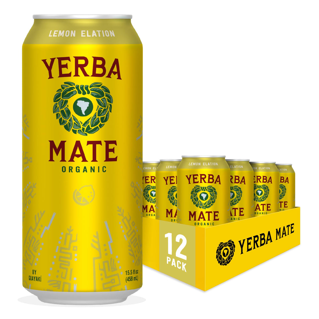 Yerba Madre Organic Yerba Mate, Enlighten Mint, 150mg Natural Caffeine, Energy Drink Alternative, No Jitters or Crash, 15.5 Oz Cans (Pack of 12)
