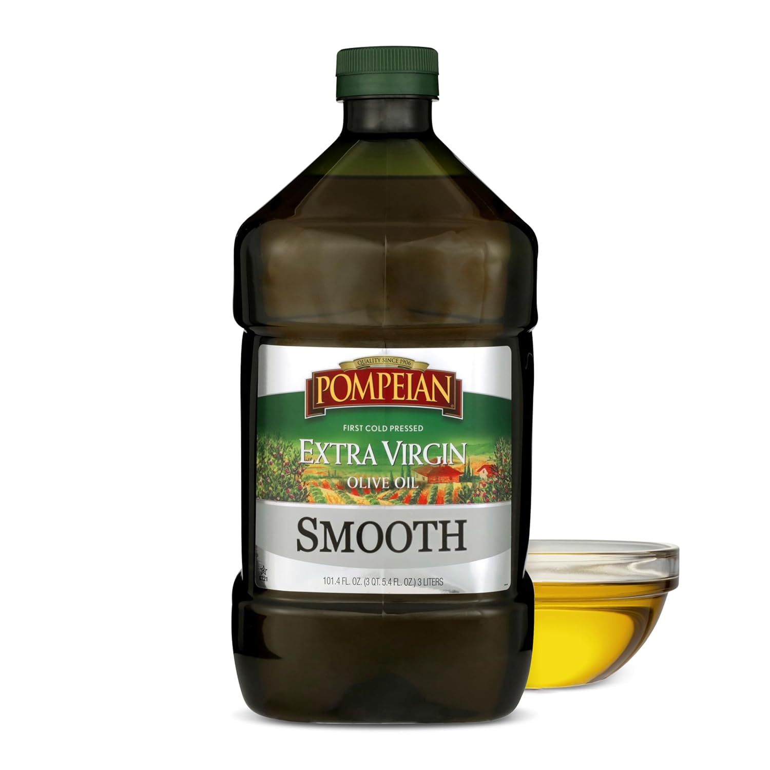 Pompeian Smooth Extra Virgin Olive Oil, Contains Polyphenols, First Cold Pressed, 68 Fl Oz