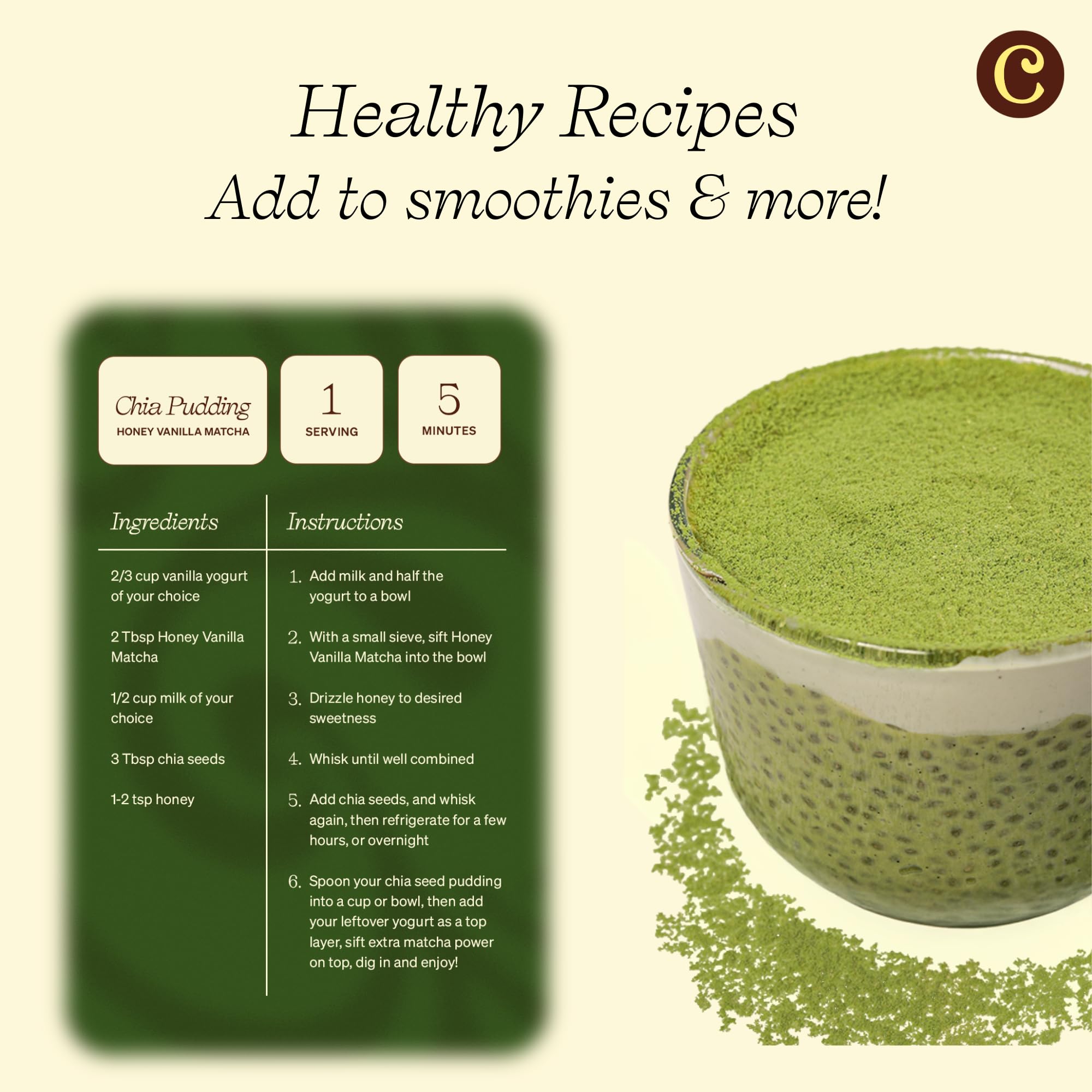 Clevr Organic Matcha Green Tea Latte, Instant Ceremonial Grade, Superfood Powder Blend with Oat Milk, Lions Mane, Reishi Mushroom, Coconut Cream, Ashwagandha, Serve Hot or Iced, (14 Lattes)