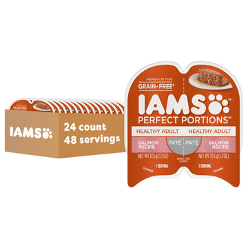 IAMS Perfect Portions Healthy Adult Wet Cat Food Pate, Chicken and Tuna Recipe Variety Pack, Easy Peel Twin-Pack Trays (12 Count, 24 Servings) (Pack of 2)