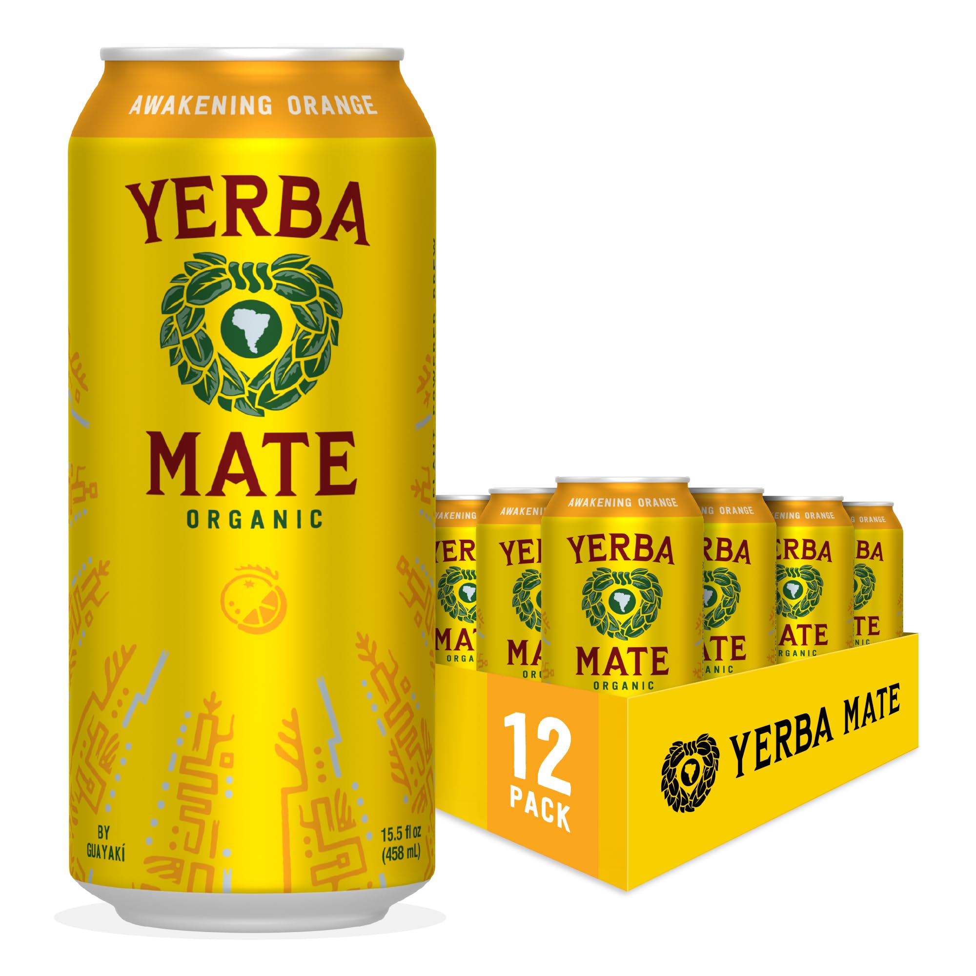 Yerba Madre Organic Yerba Mate, Enlighten Mint, 150mg Natural Caffeine, Energy Drink Alternative, No Jitters or Crash, 15.5 Oz Cans (Pack of 12)