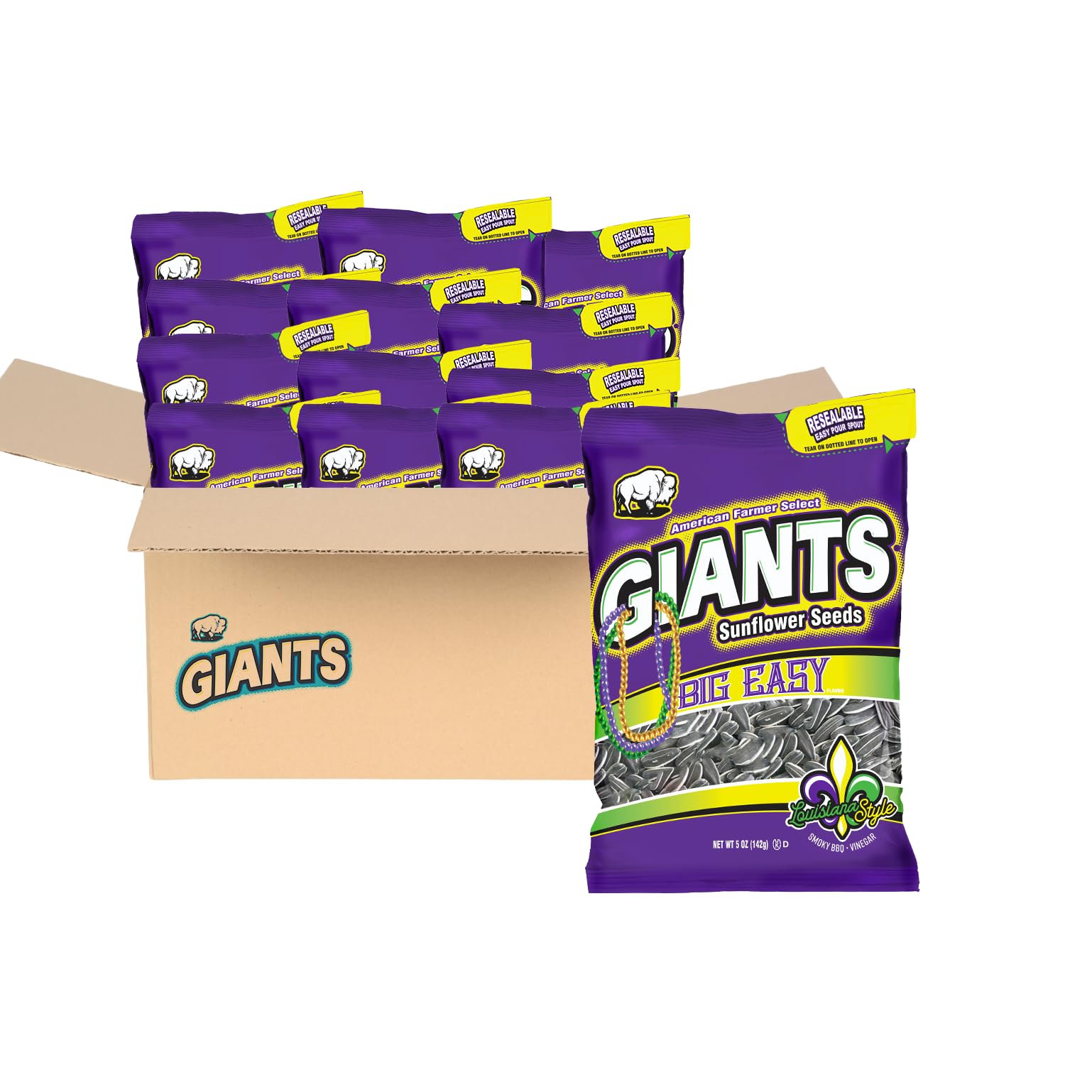 GIANTS Original Sunflower Seeds - Sunflower Seeds to Eat, Sunflower Seeds Bulk, Lightly Salted Sunflower Seeds for Eating, High Protein Snack - 5.75 oz Resealable Bags (Case of 12)