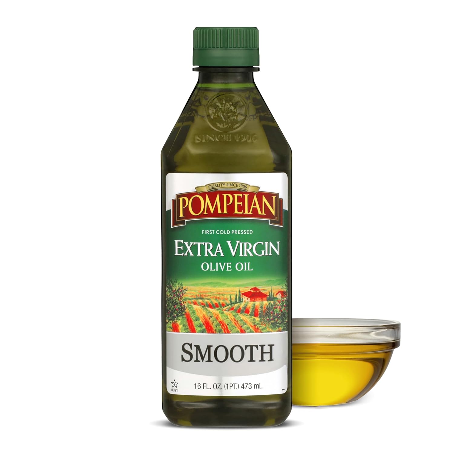 Pompeian Smooth Extra Virgin Olive Oil, Contains Polyphenols, First Cold Pressed, 68 Fl Oz