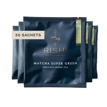 Rishi Tea Matcha Super Green Japanese Tea - Organic, Caffeinated Sachet Bags, Umami, Antioxidant Rich Sencha & Matcha Blend - 50 Count