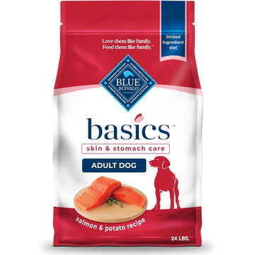 Blue Buffalo Basics Adult Dry Dog Food, Skin & Stomach Care, Limited Ingredient Diet for Dogs, Salmon Recipe, 24-lb. Bag