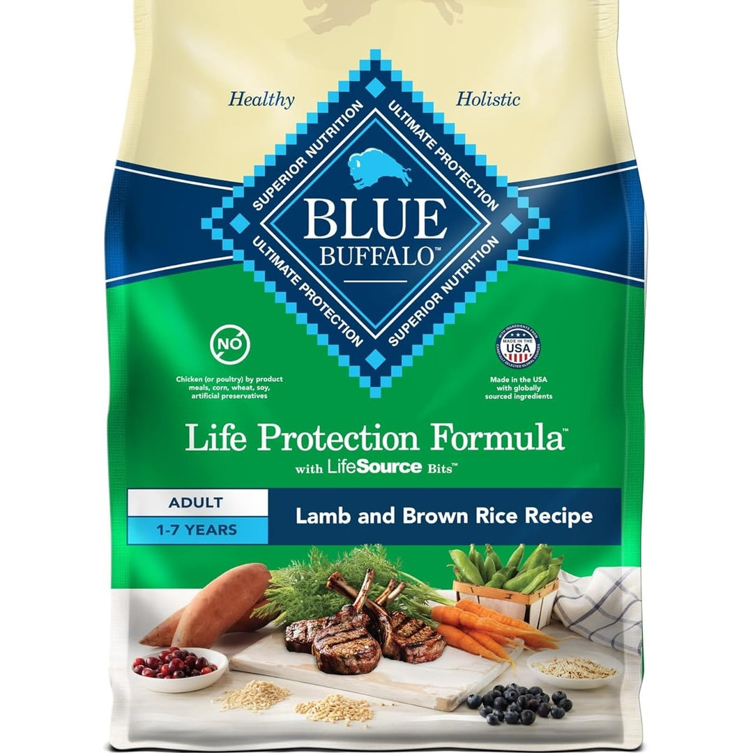 Blue Buffalo Life Protection Formula Adult Dry Dog Food, Helps Build and Maintain Strong Muscles, Made with Natural Ingredients, Lamb & Brown Rice Recipe, 30-lb. Bag