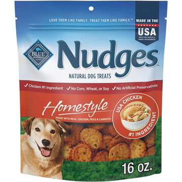 Blue Buffalo Nudges Homestyle Natural Dog Treats, Made in the USA with Real Chicken, Peas, and Carrots, 16-oz. Bag