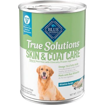Blue Buffalo True Solutions Skin & Coat Care Wet Dog Food for Adult Dogs, Made with Natural Ingredients, Whitefish, 12.5-oz. Cans (12 Count)