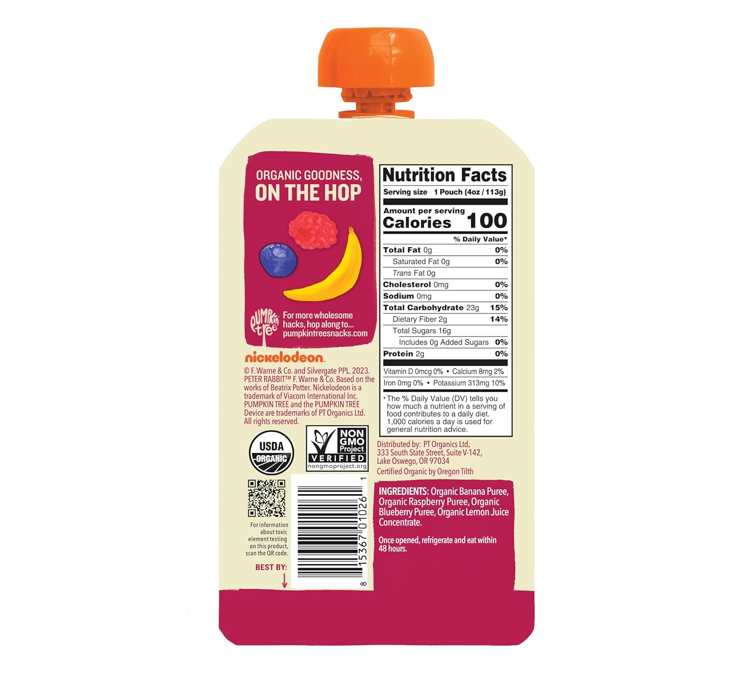 Peter Rabbit Organics Fruit Flavors Variety Pack - Squeezable Snack Pouches 4 oz. (Pack of 18)