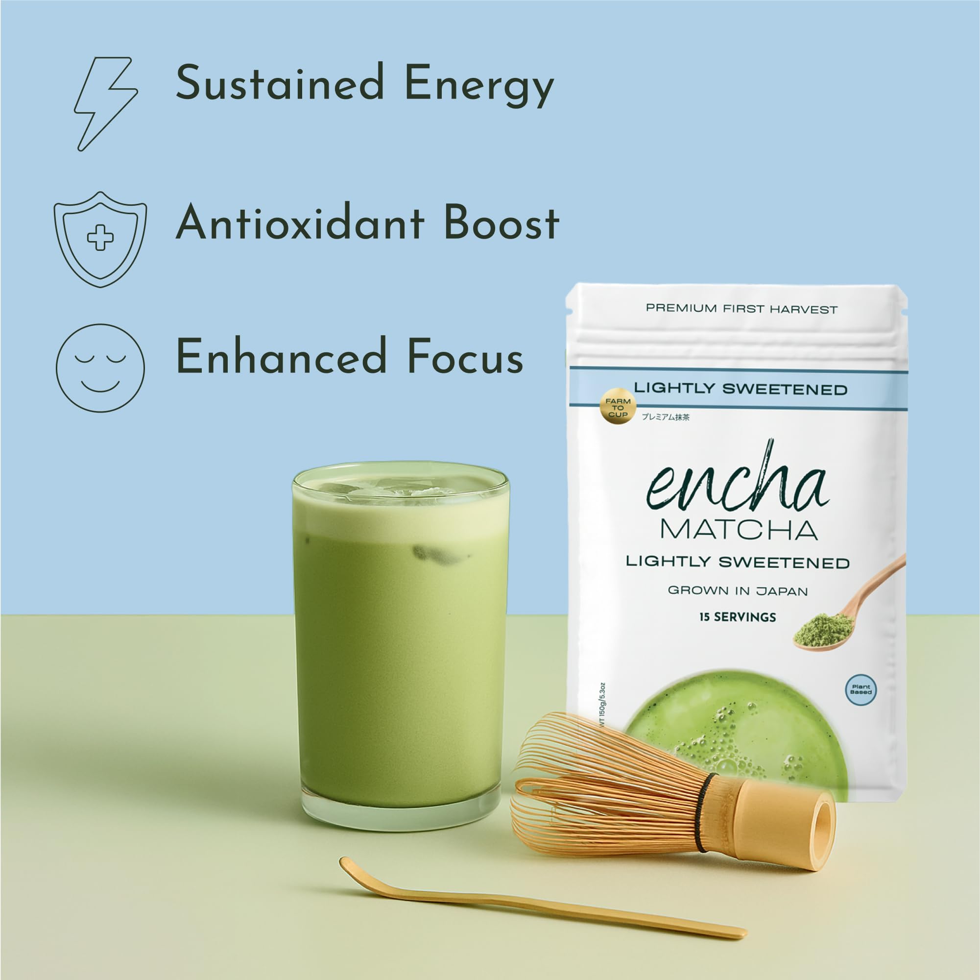 Encha Ceremonial Grade Matcha Powder - Organic First Harvest Japanese Matcha Green Tea, Matcha Tea From Uji, Japan (60g/2.12oz)