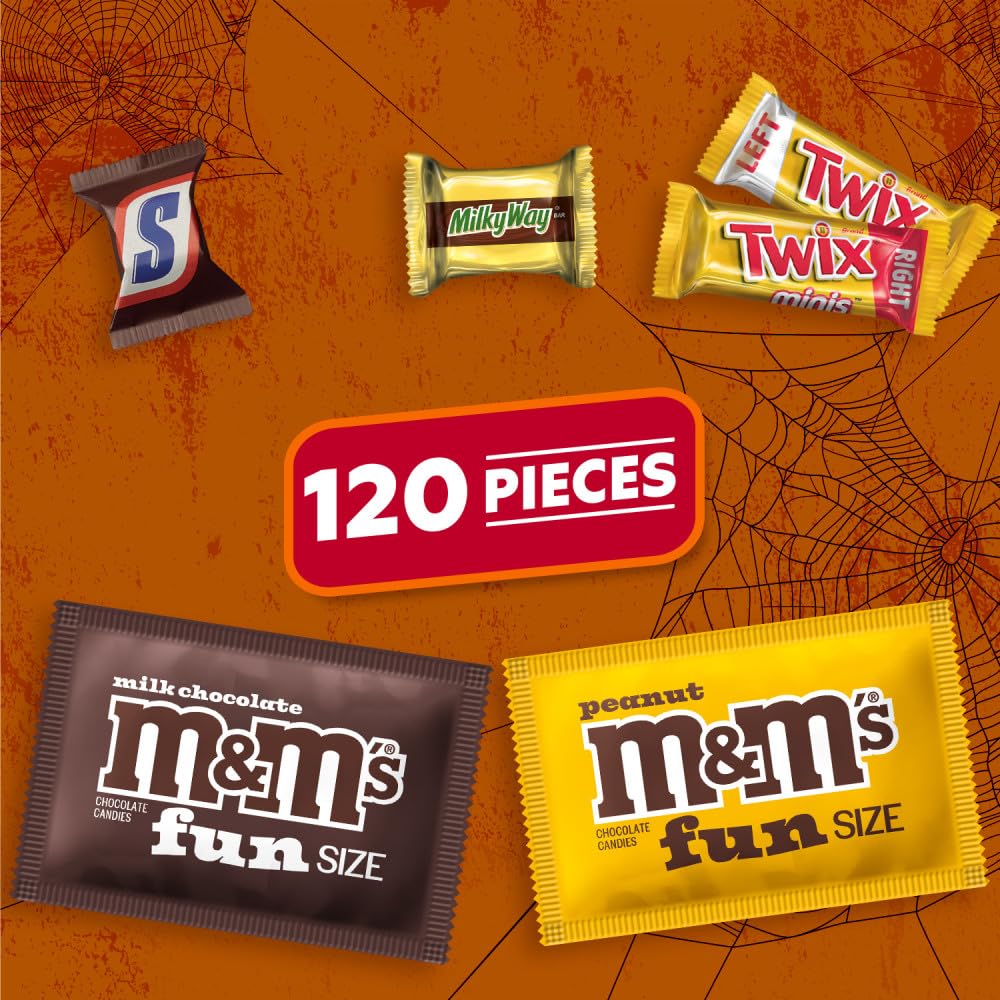 SNICKERS, TWIX & MILKY WAY Minis Assorted Chocolate Candy Variety Pack, Candy Bag, 150 Ct Bulk Bag