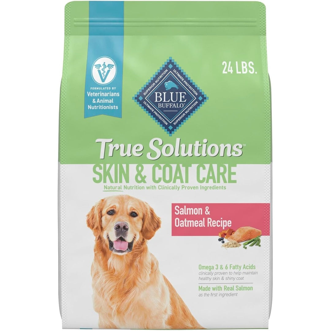 Blue Buffalo True Solutions Skin & Coat Care Natural Dry Dog Food for Adult Dogs, Salmon, 24-lb. Bag