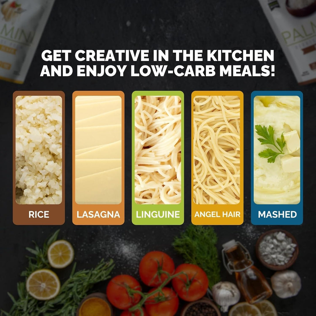 NEW! Palmini Pouch VARIETY PACK | Linguine | Angel Hair | Lasagna | Rice | Mashed | 4g of Carbs | As Seen On Shark Tank | Gluten Free (12 Ounce)
