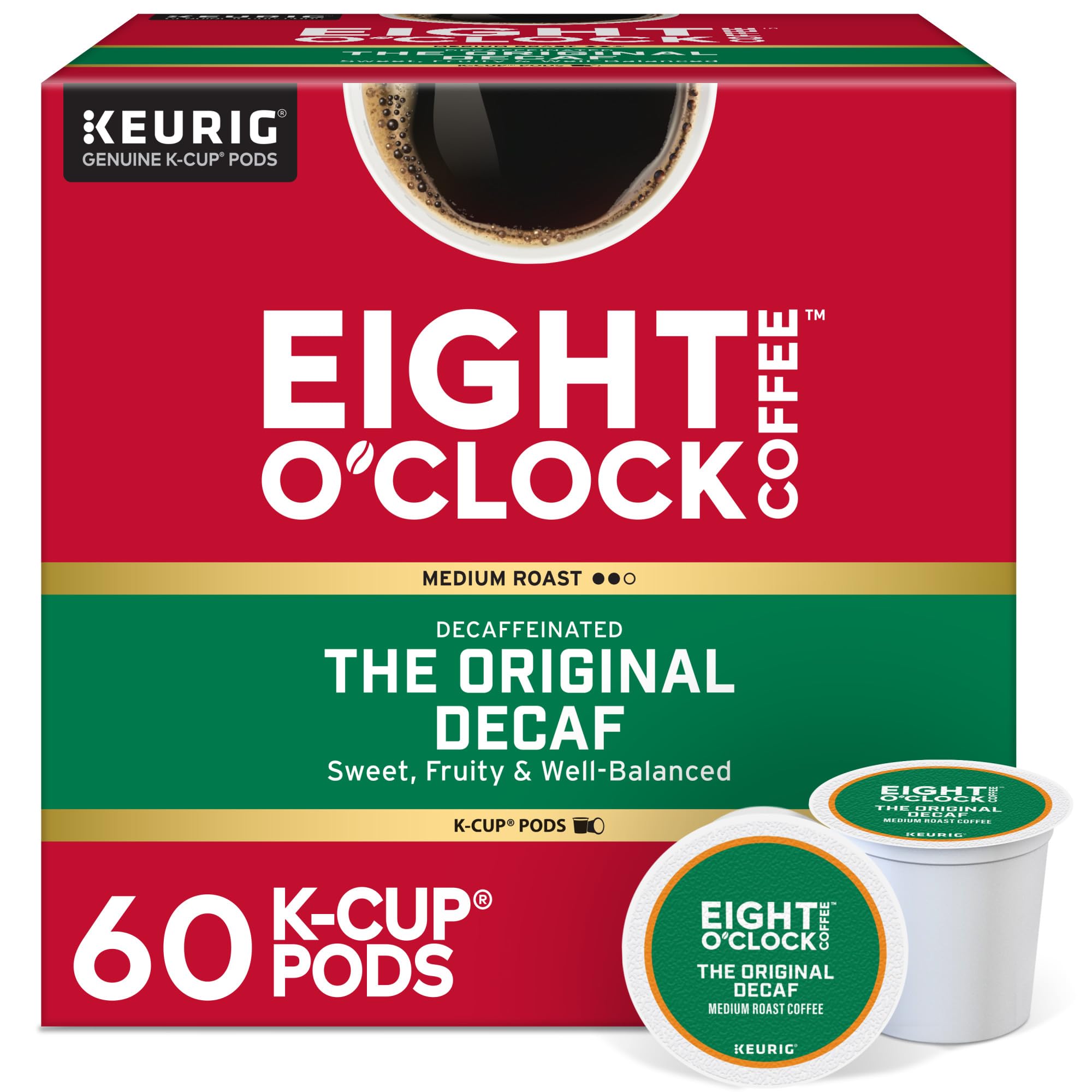 Eight O'Clock Coffee The Original, Single-Serve Keurig K-Cup Pods, Medium Roast Coffee Pods, 72 Count