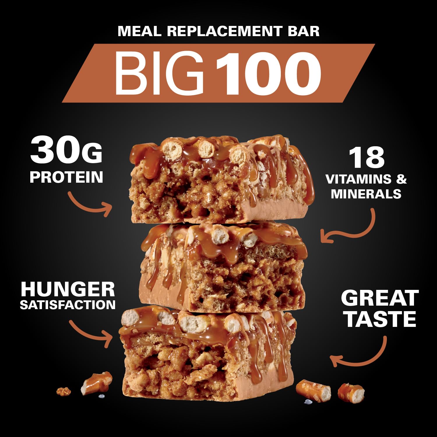 MET-Rx Big 100 Protein Bar, Meal Replacement Bar, 32G Protein, Super Cookie Crunch, 9 Bars (Pack of 1)
