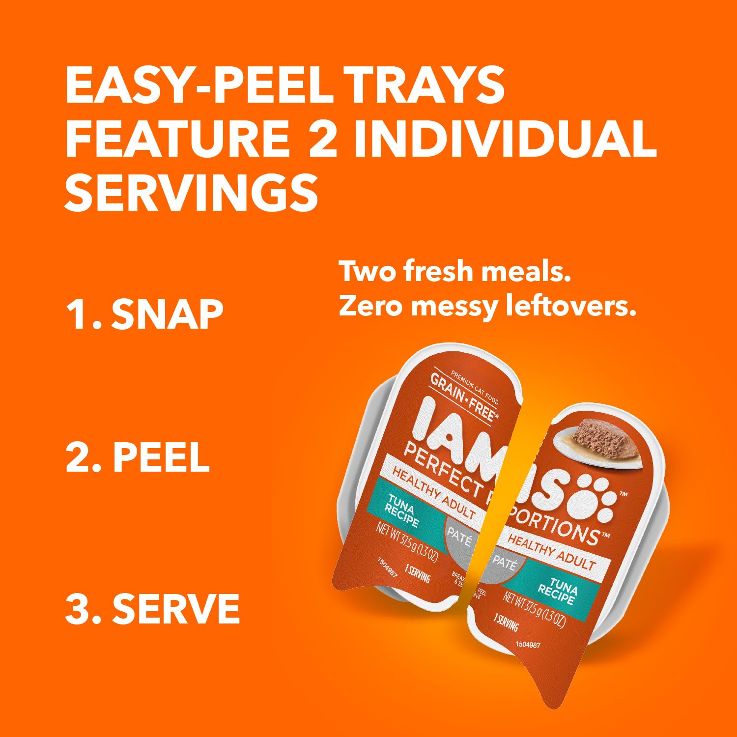IAMS Perfect Portions Healthy Adult Wet Cat Food Pate, Chicken and Tuna Recipe Variety Pack, Easy Peel Twin-Pack Trays (12 Count, 24 Servings) (Pack of 2)