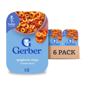 Gerber Toddler Food, Spaghetti Rings in Meat Sauce, Mealtime for Toddler, 6PK