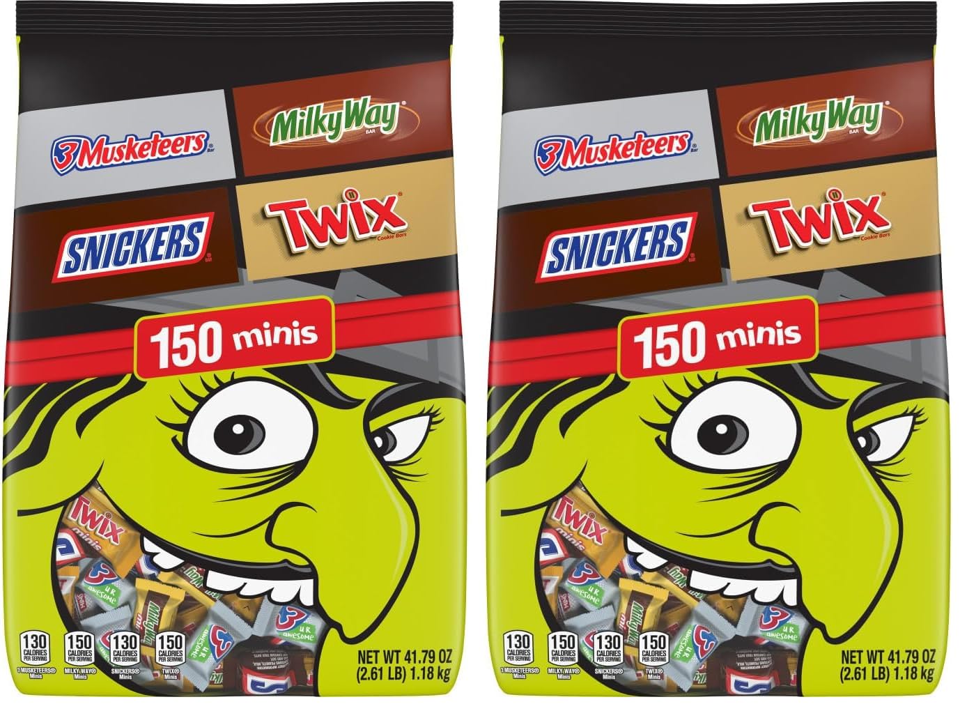 SNICKERS, TWIX & MILKY WAY Minis Assorted Chocolate Candy Variety Pack, Candy Bag, 150 Ct Bulk Bag