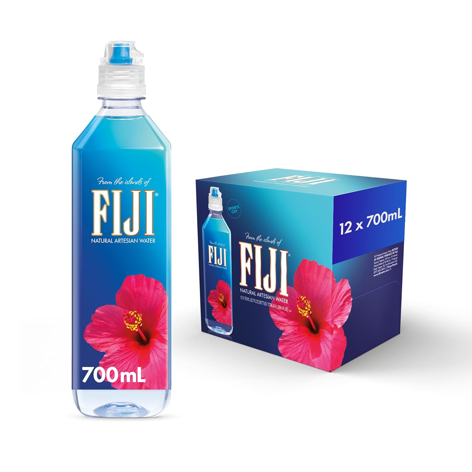 FIJI Natural Artesian Bottled Water 500mL / 16.9 Fl Ounce (Pack of 24) - 100% Natural Electrolytes