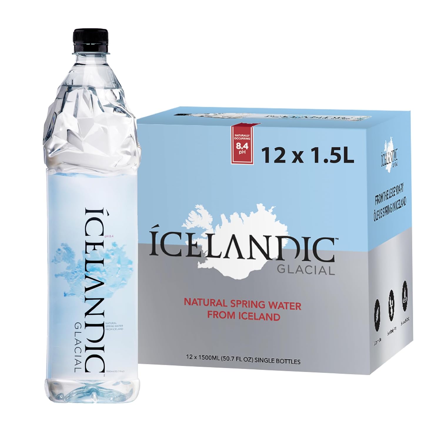 Icelandic Glacial Natural Spring Alkaline Water, 33.81 Fl Oz (Pack of 12), 405.6 Fl Oz
