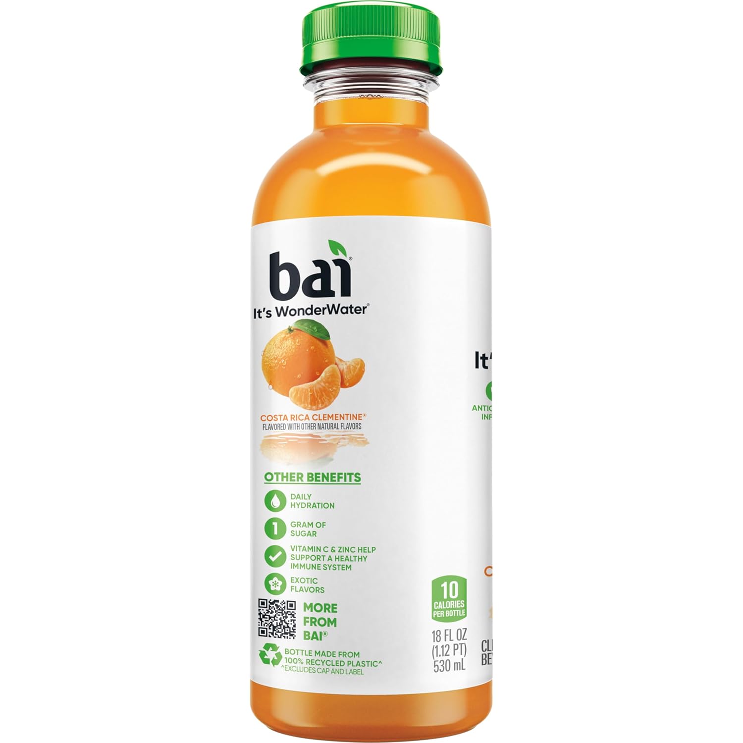 Bai Antioxidant Infused Water Beverage, Costa Rica Clementine, with Vitamin C and No Artificial Sweeteners, 18 Fluid Ounce Bottle, 12 Pack