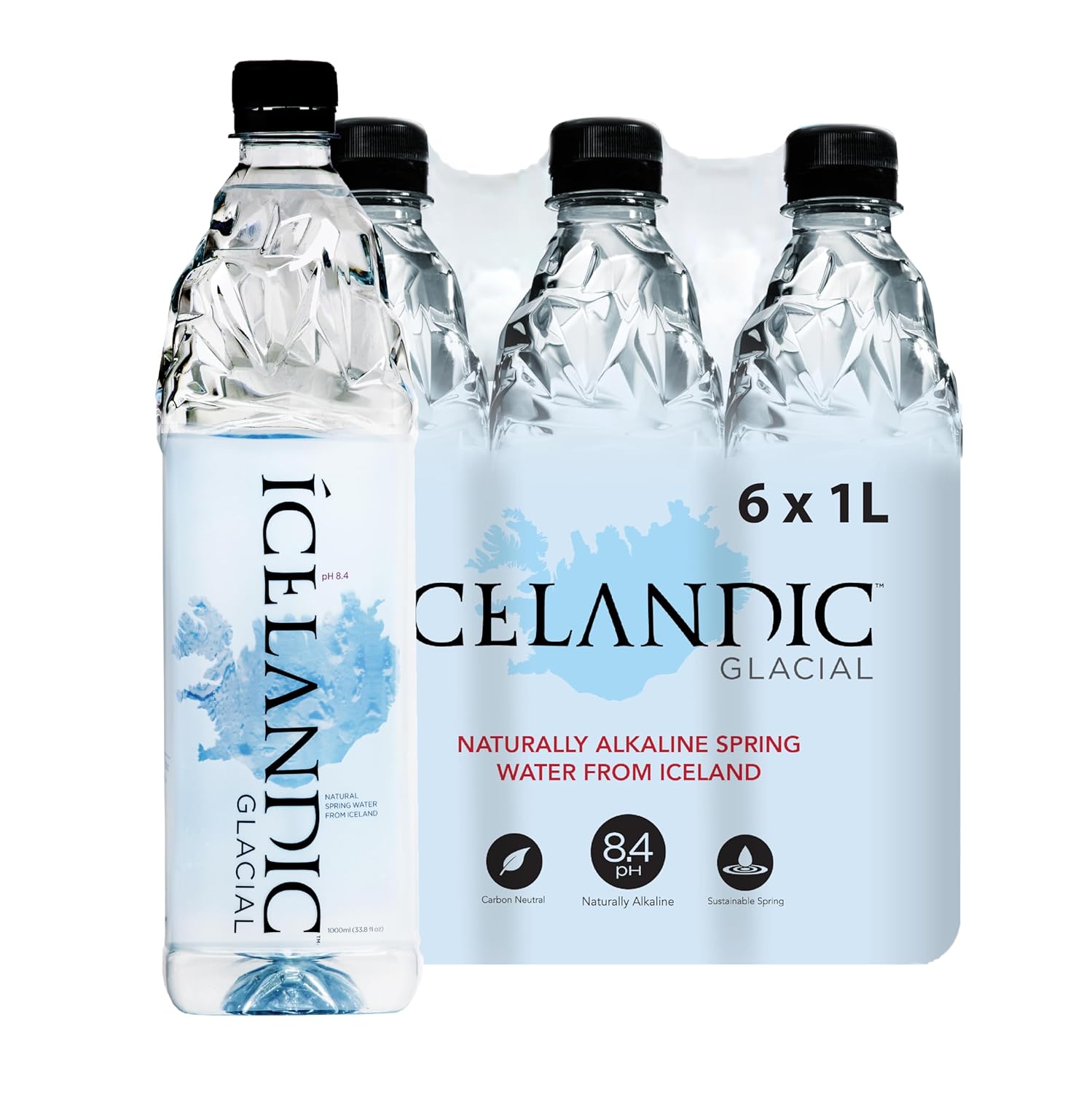 Icelandic Glacial Natural Spring Alkaline Water, 33.81 Fl Oz (Pack of 12), 405.6 Fl Oz