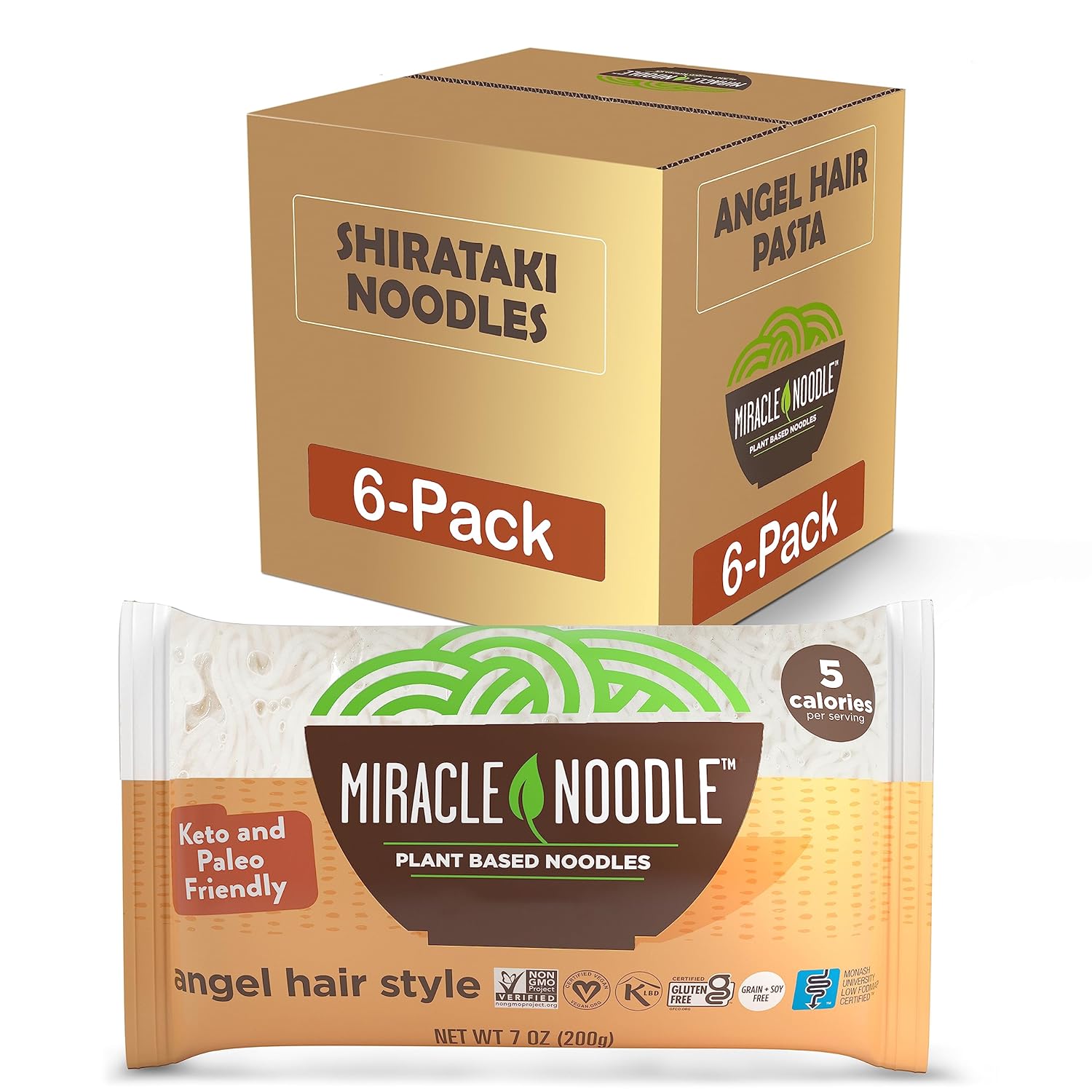 Miracle Noodle Ready to Eat Variety Pack, 7 Oz (Pack of 8), Angel Hair, Fettuccine, Spaghetti & Rice, Plant Based Shirataki Konjac Noodles, 5 Calories, Low Carb, Keto, Gluten-Free