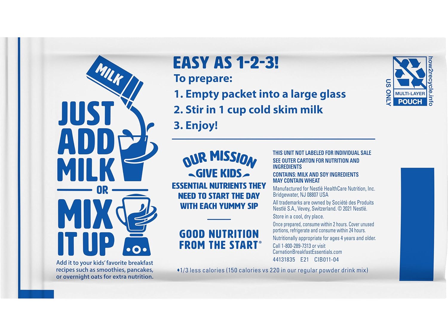 Carnation Breakfast Essentials Light Start Powder Drink Mix, Rich Milk Chocolate.705 Oz, 8 Ct (Pack of 2)