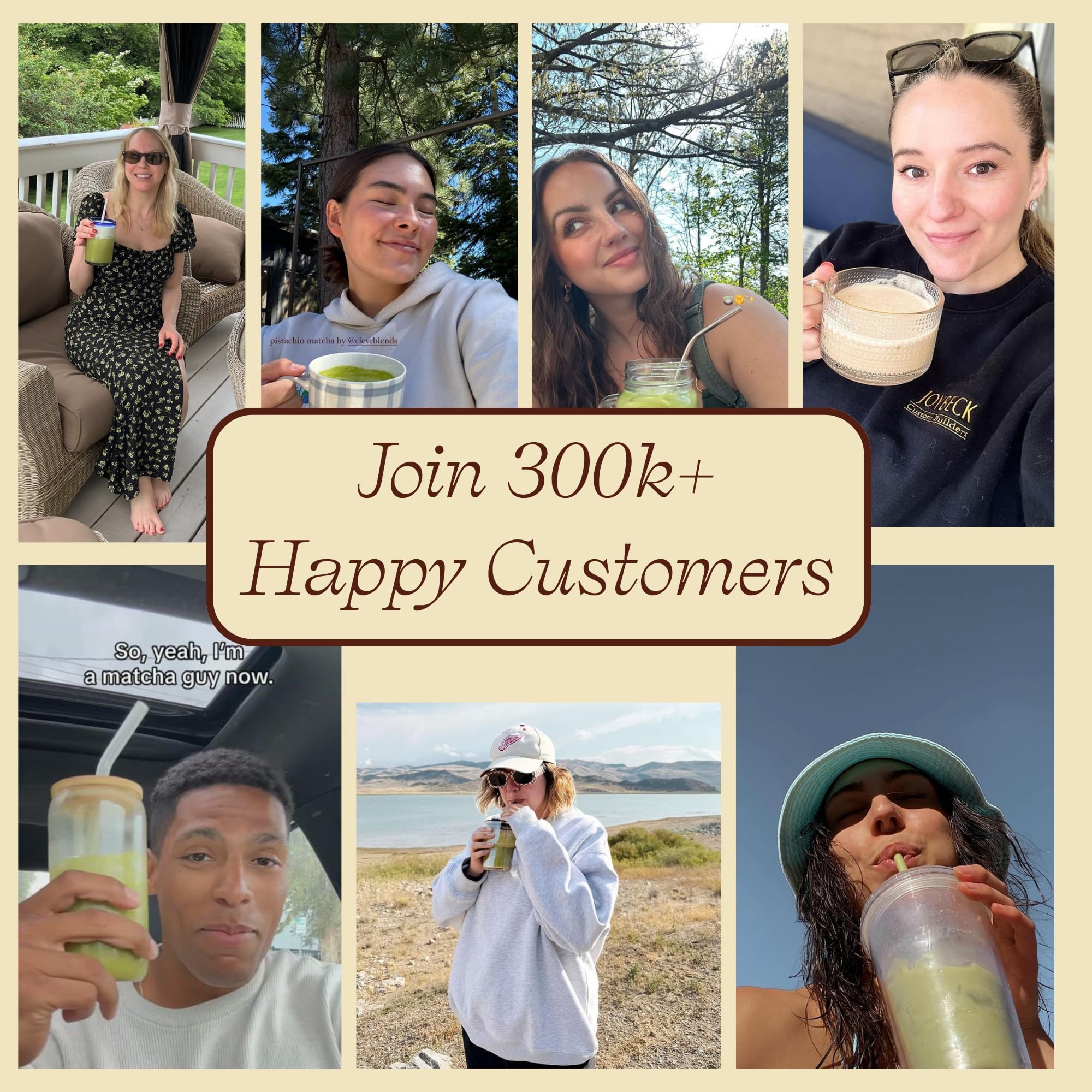 Clevr Organic Matcha Green Tea Latte, Instant Ceremonial Grade, Superfood Powder Blend with Oat Milk, Lions Mane, Reishi Mushroom, Coconut Cream, Ashwagandha, Serve Hot or Iced, (14 Lattes)