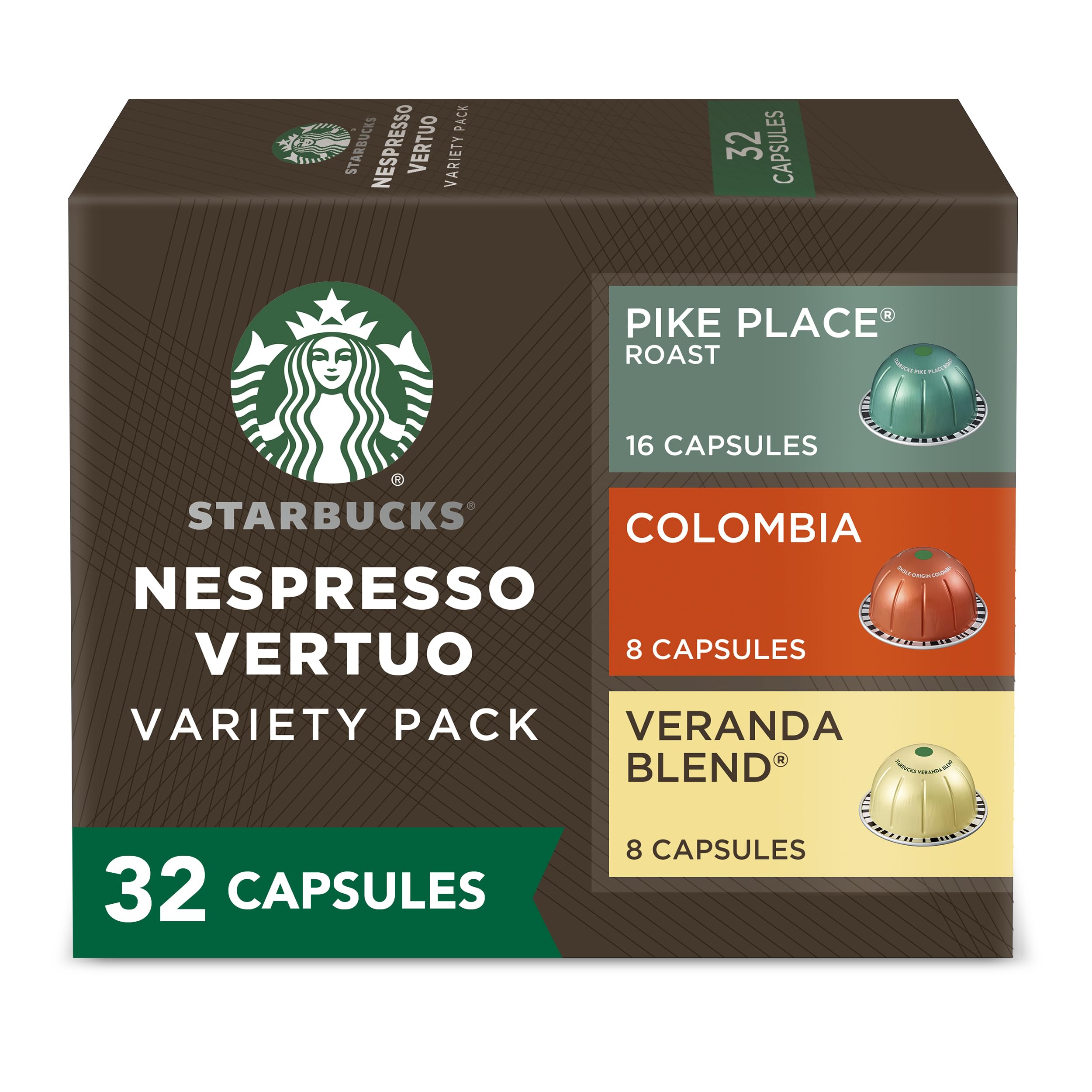 Starbucks by Nespresso Vertuo, Pike Place, Medium Roast Coffee 32-count Coffee Pods, Brews 7.8 oz.