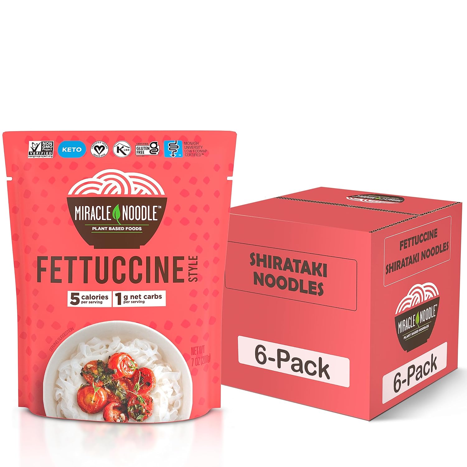 Miracle Noodle Ready to Eat Variety Pack, 7 Oz (Pack of 8), Angel Hair, Fettuccine, Spaghetti & Rice, Plant Based Shirataki Konjac Noodles, 5 Calories, Low Carb, Keto, Gluten-Free