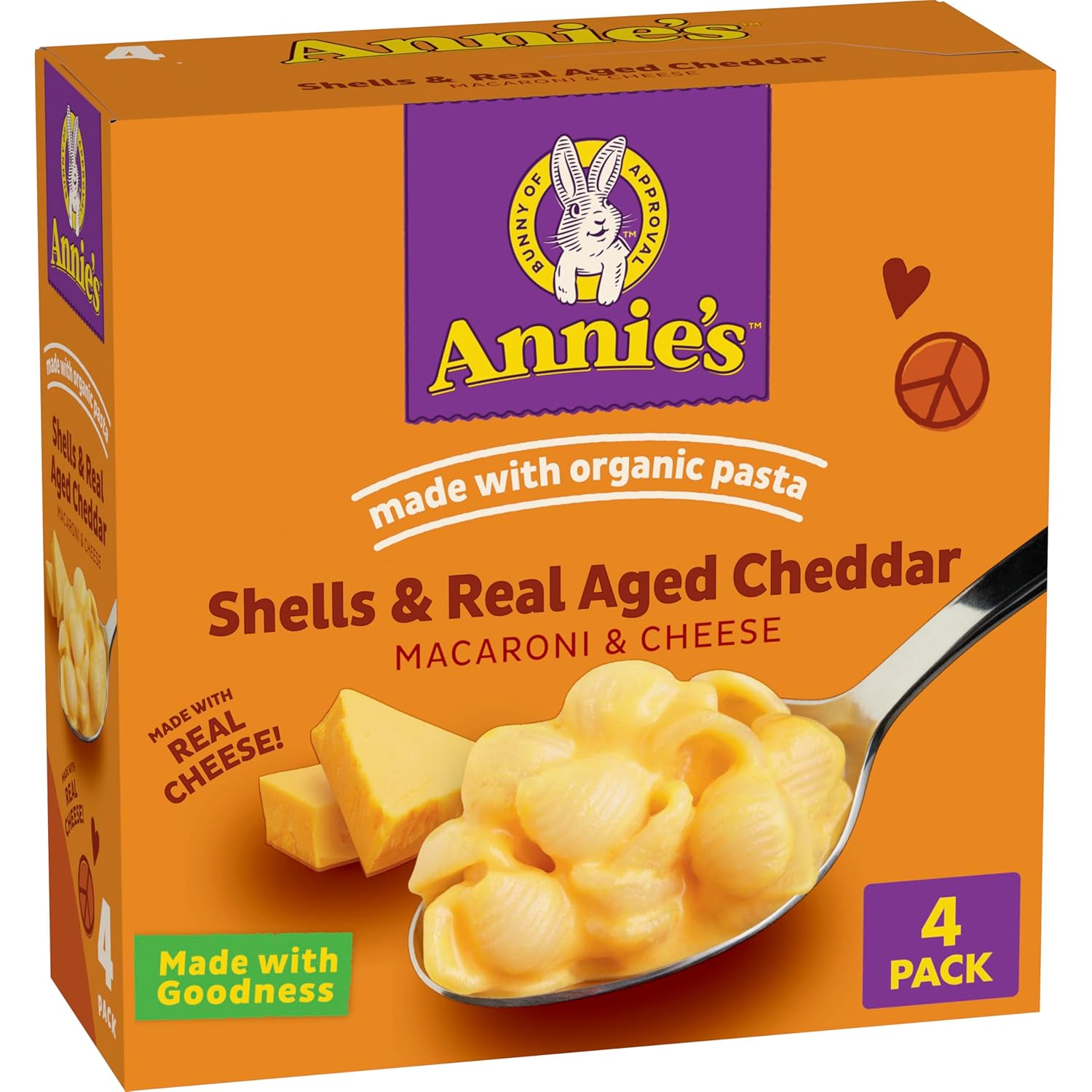 Annie's Shells and White Cheddar, Made with Organic Pasta and Real Cheese, 6 oz (Pack of 12)