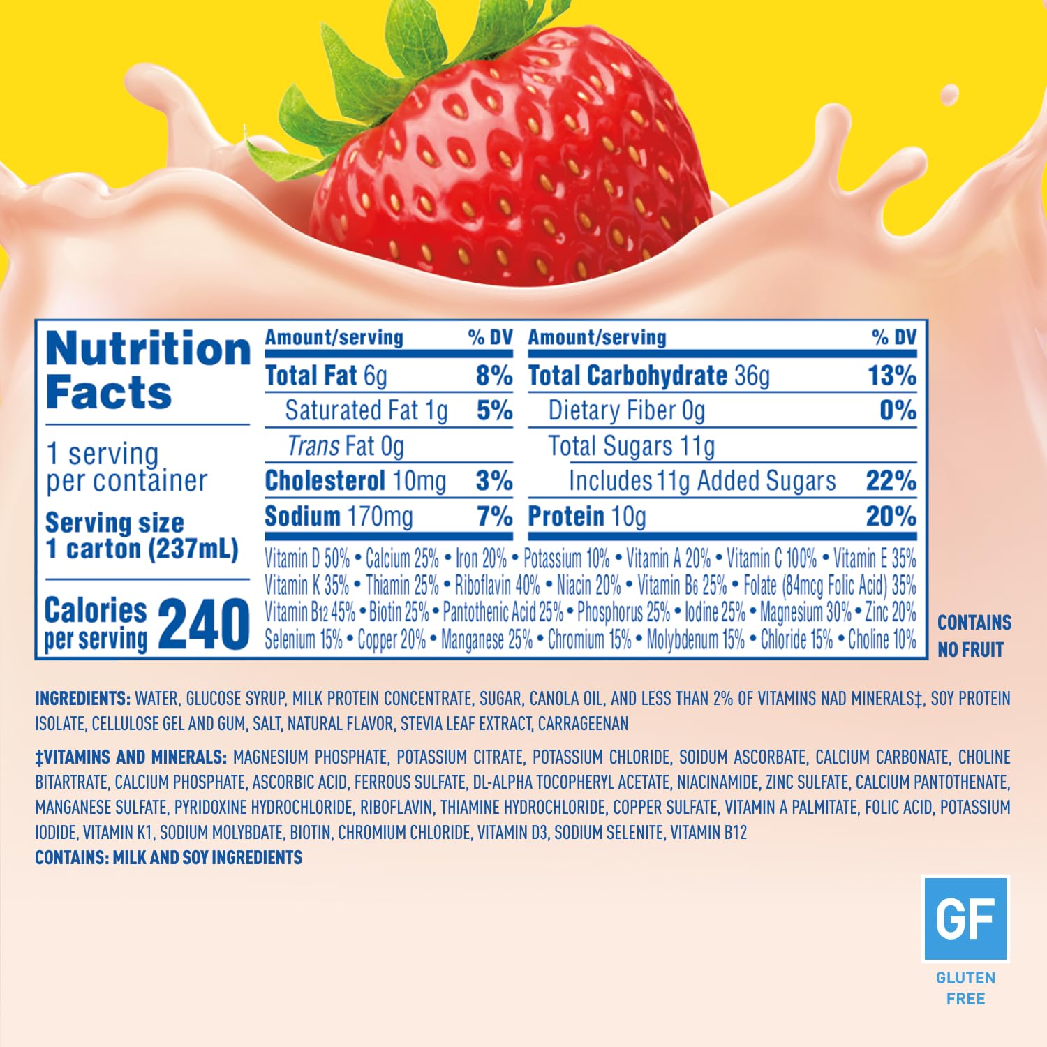 Carnation Breakfast Essentials Ready-to-Drink Creamy Strawberry, 8 FL OZ Carton,8 Fl Oz (Pack of 24)