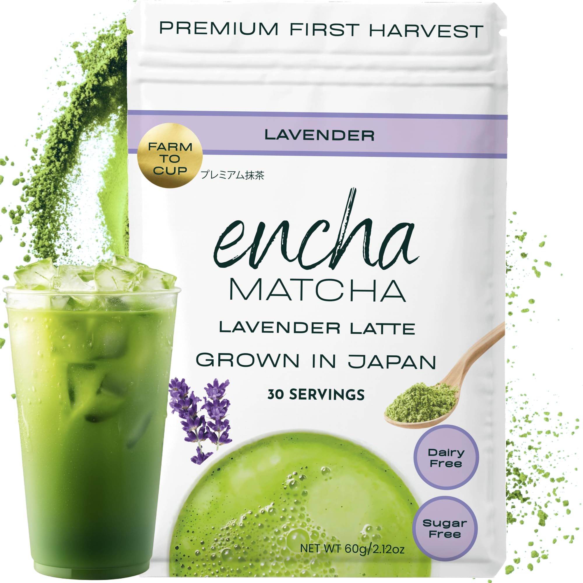 Encha Ceremonial Grade Matcha Powder - Organic First Harvest Japanese Matcha Green Tea, Matcha Tea From Uji, Japan (60g/2.12oz)
